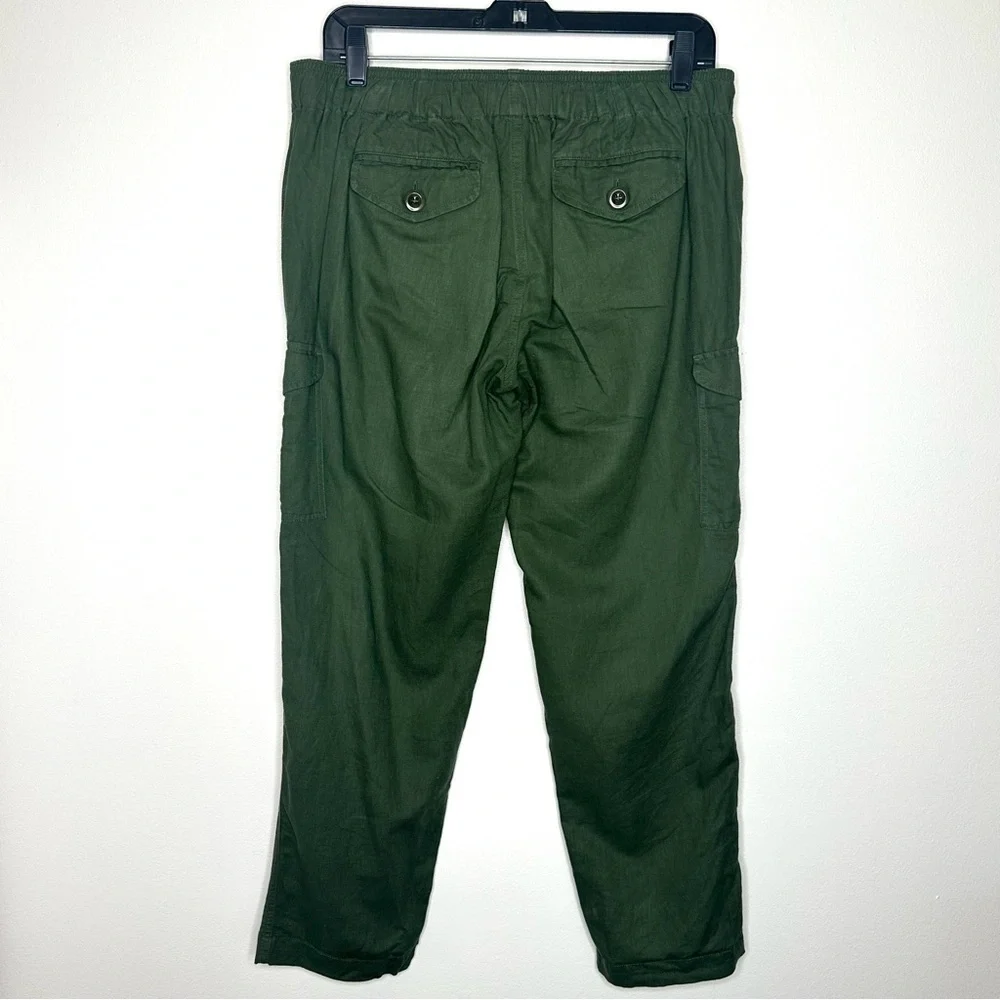 J. Crew Linen Blend Green Cargo Pants for Women Size 2